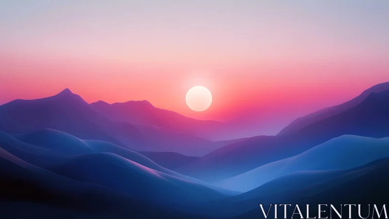 Velvet sunrise rolling over candy-glass dream mountains.