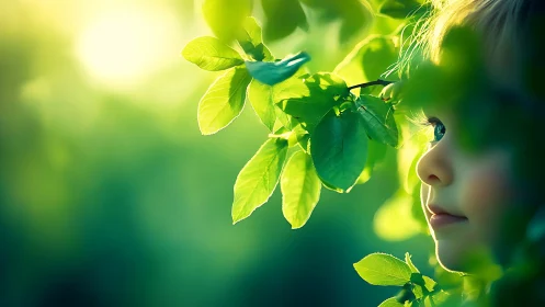 Composite Portrait With Luminescent Foliage and Translucent Insect Forms.