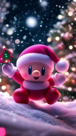 Snow-kissed Santa puff revels in twinkling holiday starlight.