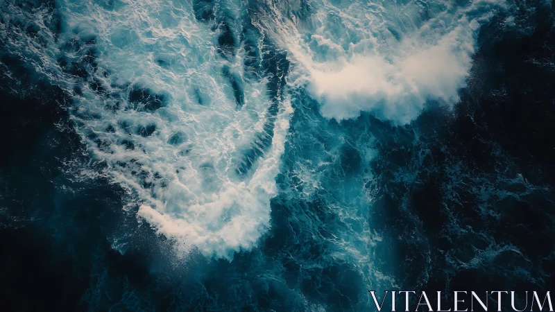 Roiling ocean wake churns through deep teal water.