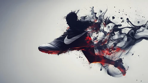 Dynamic digital painting of explosive sneaker motion study.