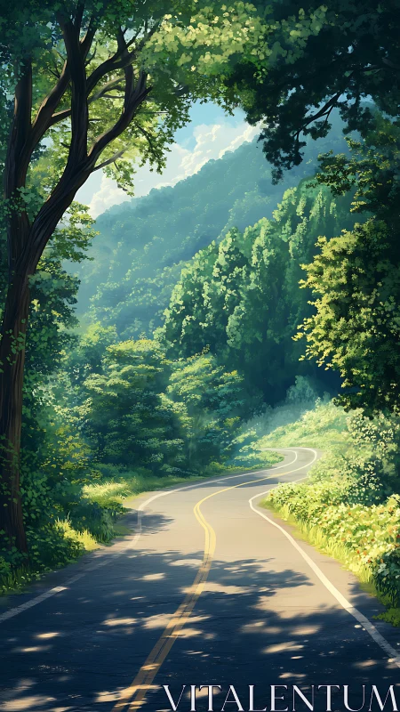 Winding Forest Cathedral: Curves Through Emerald Stillness.