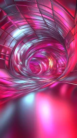 Neon vortex corridor of liquid chrome and electric light.