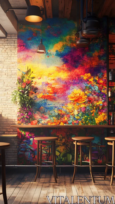 Color-drenched cafe wall turns morning coffee into sunrise