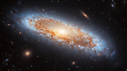 Edge-on spiral galaxy glows with high-contrast ionized gas clouds
