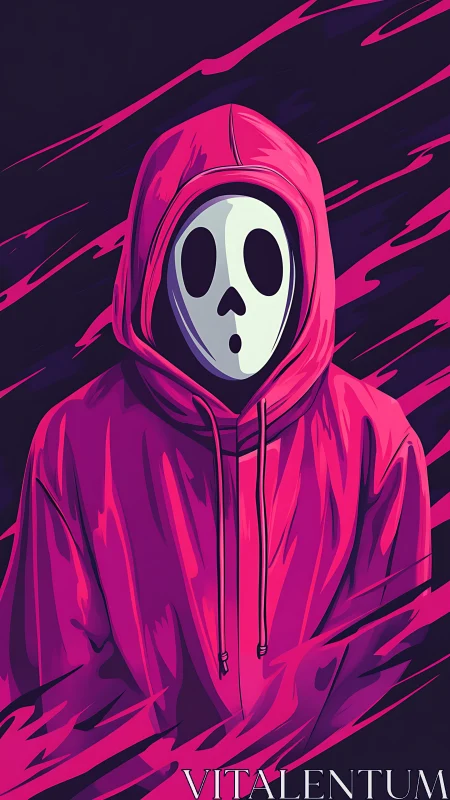 Neon ghost in a hoodie drifts through glitchy midnight waves