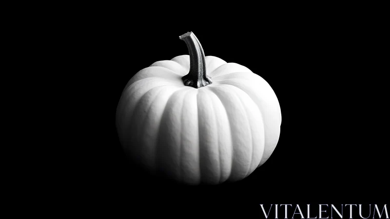 White pumpkin isolated on black background in monochrome.