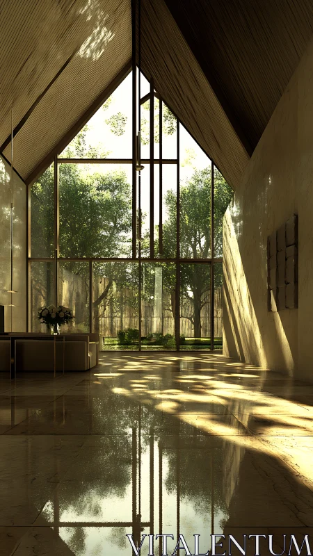 Contemporary Chapel Interior with Floor-to-Ceiling Windows