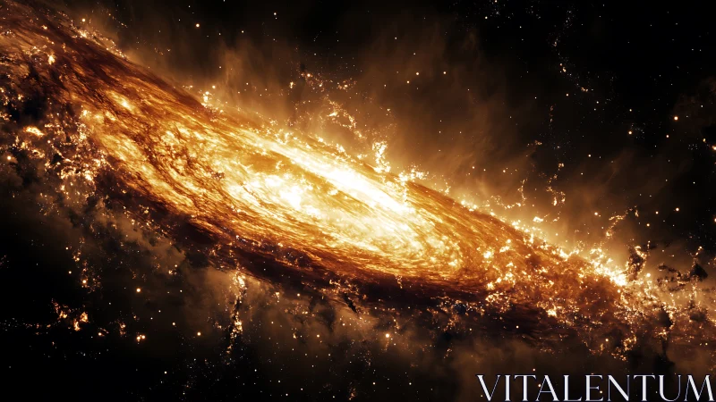 Blazing spiral galaxy burns across a dark cosmic void