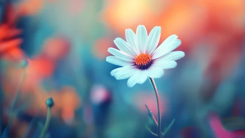 Soft Focus Daisy with Warm-Cool Chromatic Contrast.