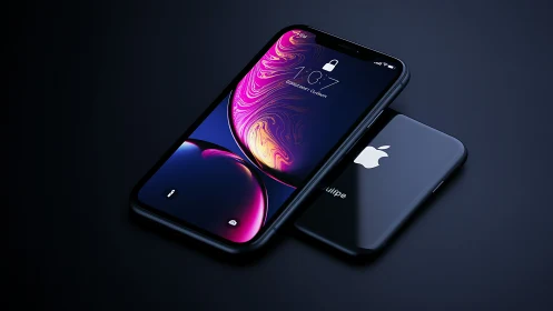 Modern iPhones with Vibrant Digital Wallpapers.