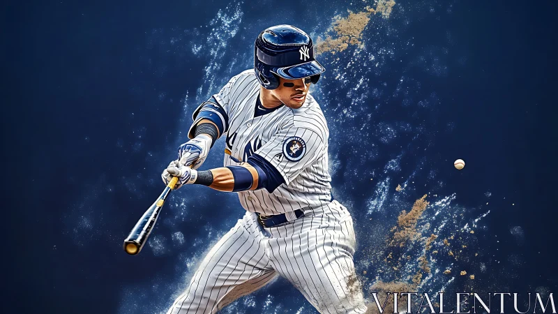 Dynamic baseball hitter swings through exploding dusty blur