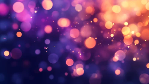 Vibrant purple and orange bokeh lights abstract digital background.