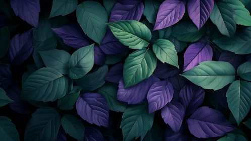 Emerald and violet foliage in moody gradient lighting.