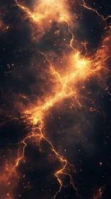 Fiery cosmic lightning river glows across a dark starry sky