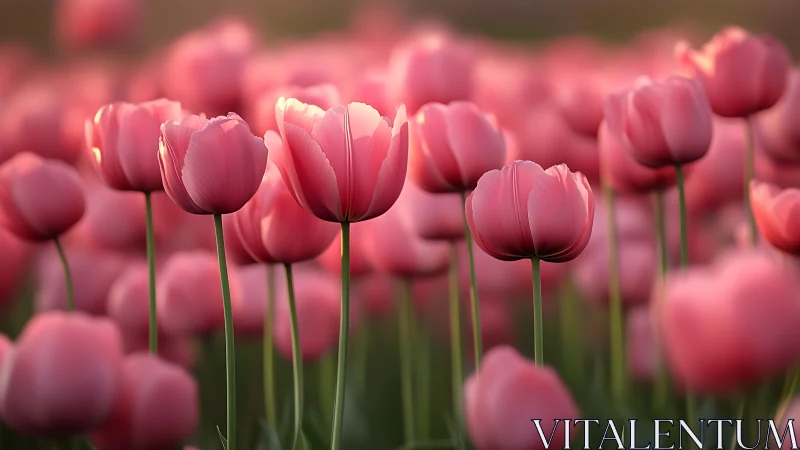 Pink Tulips in Full Bloom with Selective Focus.