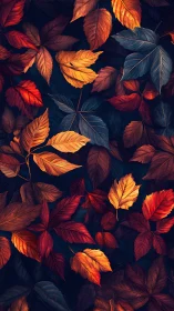 Autumn foliage pattern with high-contrast complementary color palette