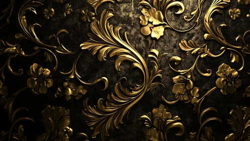Golden floral swirls warming a rich dark textured backdrop.