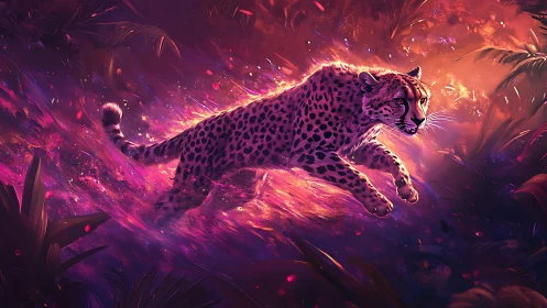 Leopard in Magenta Energy Field.