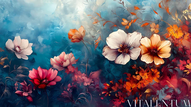 Luminous Floral Garden with Ethereal Blue Atmosphere