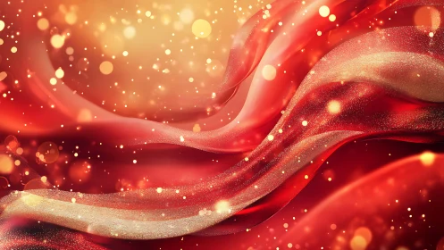 Glistening crimson ribbons waltz through molten starlight haze