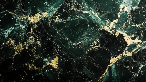Emerald marble texture with luminous gold veining pattern.