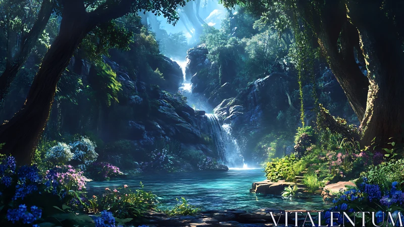 Spectral forest cascade with volumetric light diffusion.