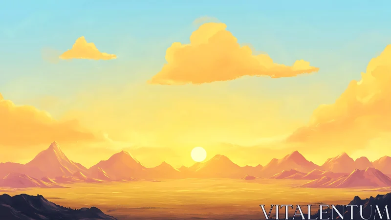 Solstice hush over tangerine-peaked mountain horizon.