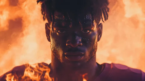 Fiery game face glowing with grit, strength, and focus.