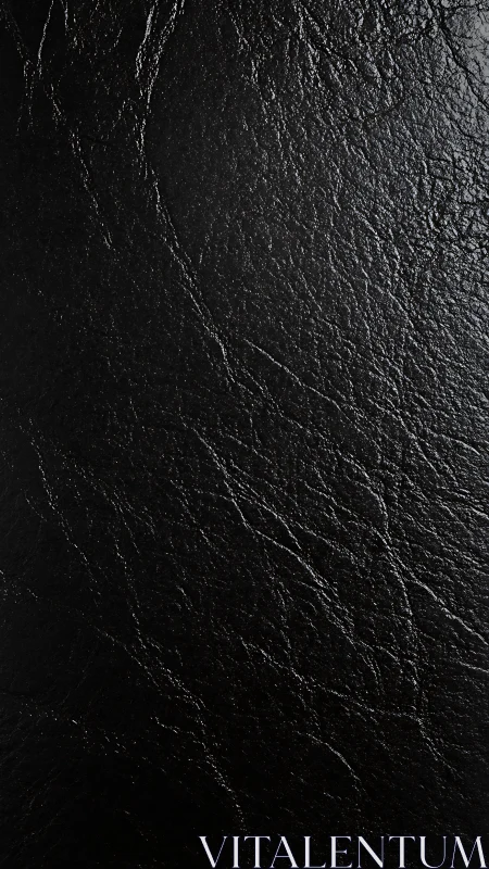 Black leather surface shows subtle creases and reflected light.