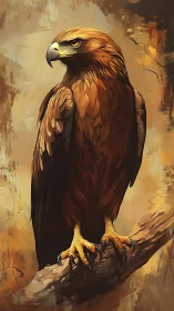 Regal golden eagle rendered in warm-toned digital painting
