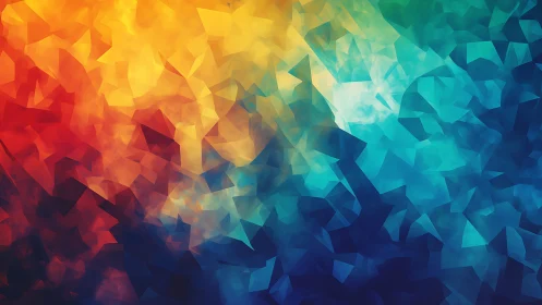Vibrant geometric abstract background with warm and cool tones.