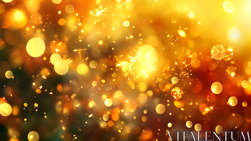 Golden bokeh lights form vibrant festive abstract glow