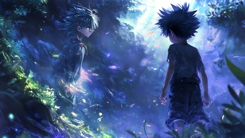 Forest reflections argue quietly between light and shadow