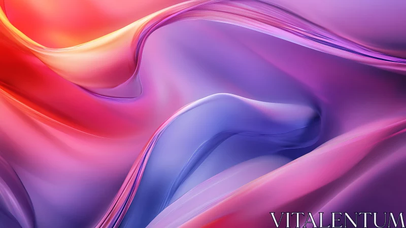 Color gradient surface forms intersect in smooth digital folds