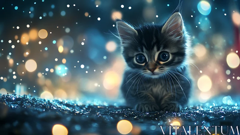 Magical Kitten in a Dreamlike World of Light.