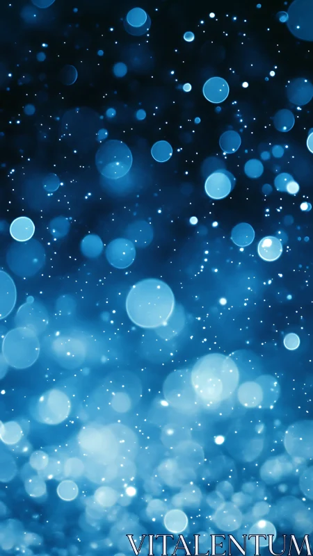 Blue defocused light particles with circular bokeh pattern.