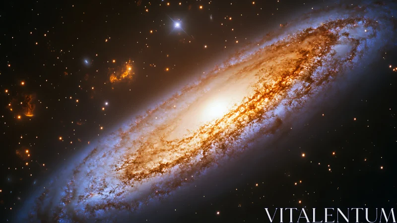 Spiral galaxy swirls like a cosmic ember in velvet night