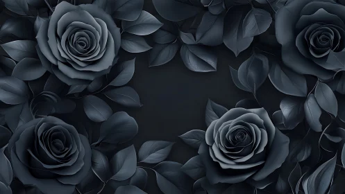 Dark Roses With Eucalyptus Leaves in Monochromatic Composition