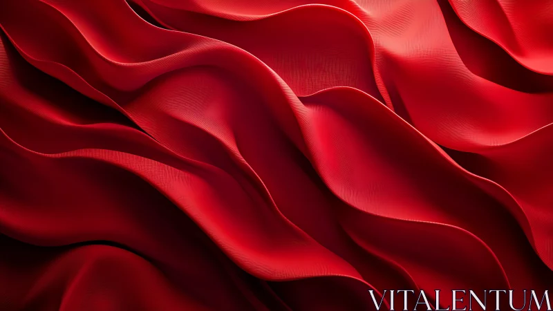 Crimson fabric waves flow in soft sculptural folds.