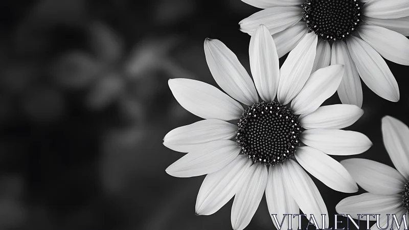 Monochrome Daisies Unfold Their Delicate Drama in Stillness.