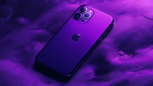 iPhone 13 Pro Deep Purple Against Neon Background.
