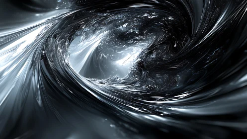 Parametric metallic vortex with high-gloss reflections and dynamic flow