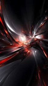 Fluent metallic vortex channels red plasma through dark space