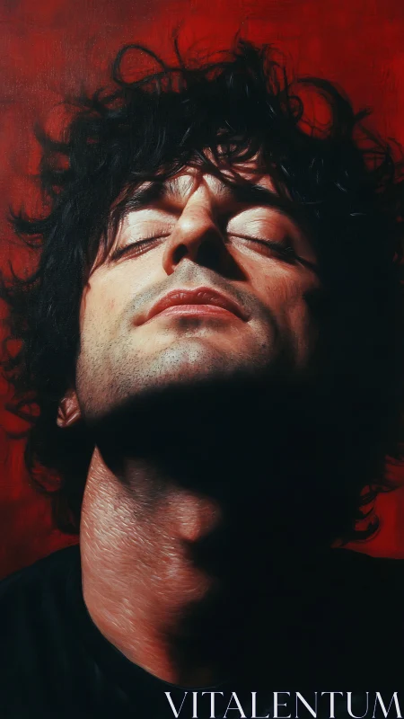 Rebel profile exhales calm into a blazing red silence