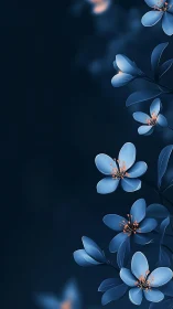 Blue Flowers Against Dark Background