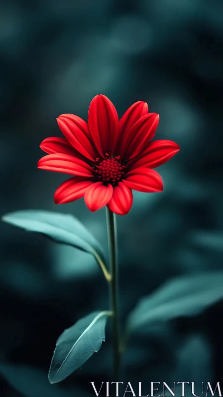 Vibrant red dahlia blooms against a moody teal background.