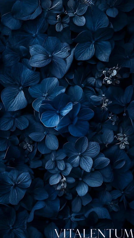 Deep Blue Hydrangea Cluster with Dried Botanical Elements