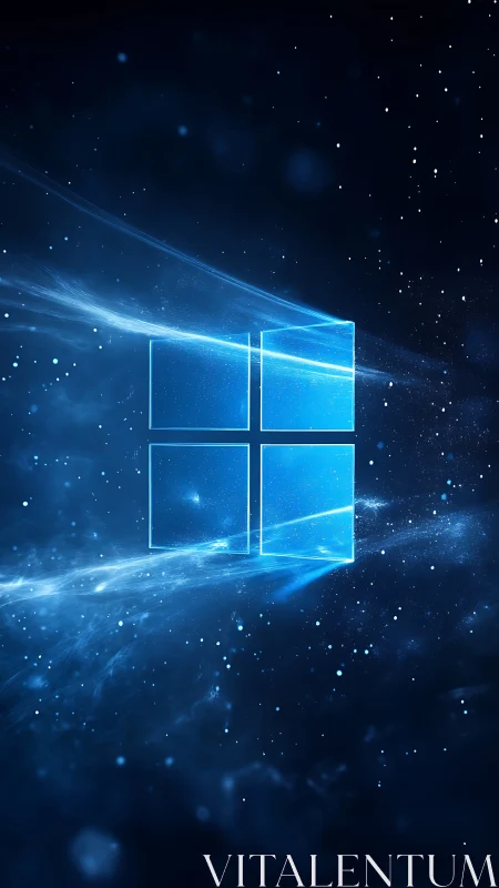 Luminescent window icon floating in deep space nebula field