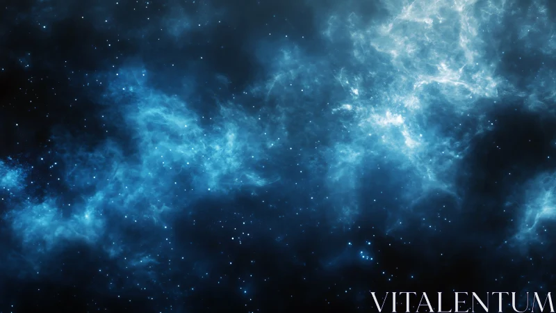 Nebulaic blue starfield drifting through deep cosmic dark.